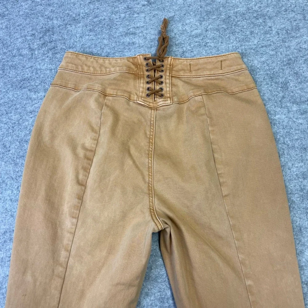 We The Free People Lace Up Back Curvy Just Float On Flare Jeans 29 Tan Boho